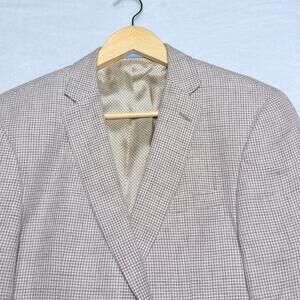 Sand Copenhagen Linen Blazer Men's 38R (EU 48) Beige Gingham Bottoli Italy